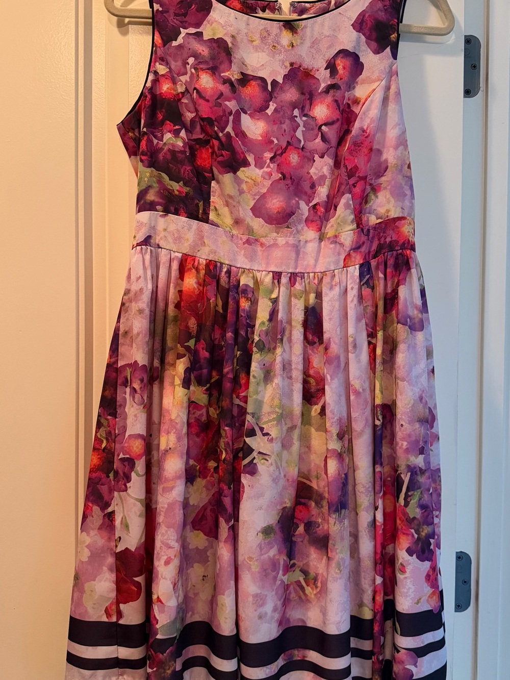 Liz Claiborne Floral Fit-and-Flare Dress in Purple, Pink and Green